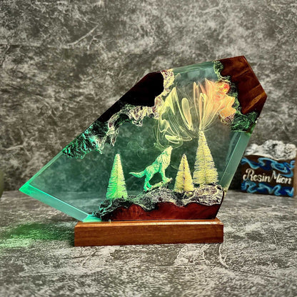Forest Spirit wolf resin lamp