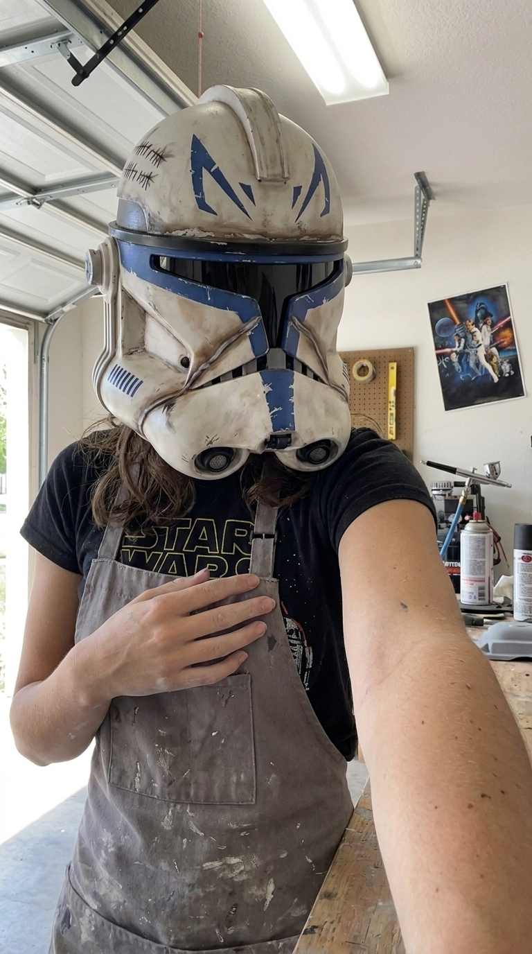 Wearing the finished helmet