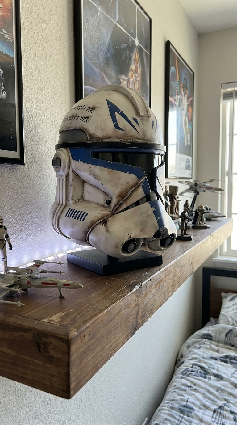 Captain Rex resin helmet on display shelf